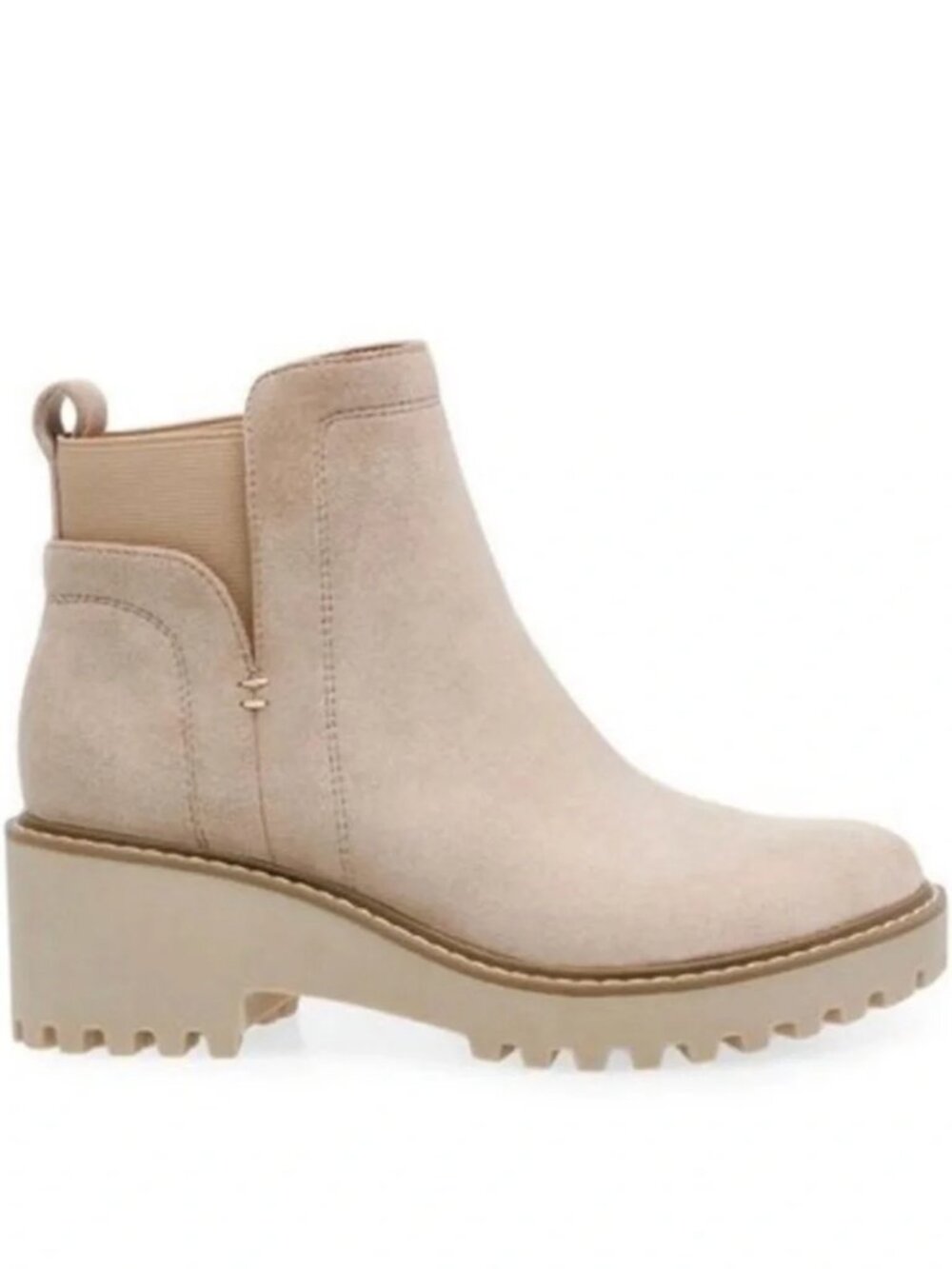 Dolce Vita Rielle Ankle Boots in Natural Dune Size 8 Suede Chunky Slip On Boots